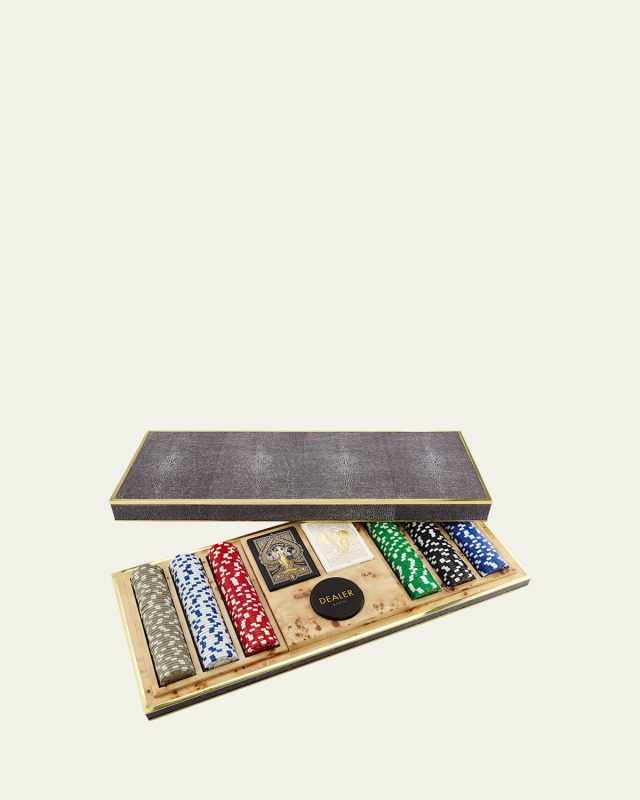Faux Shagreen Poker Set